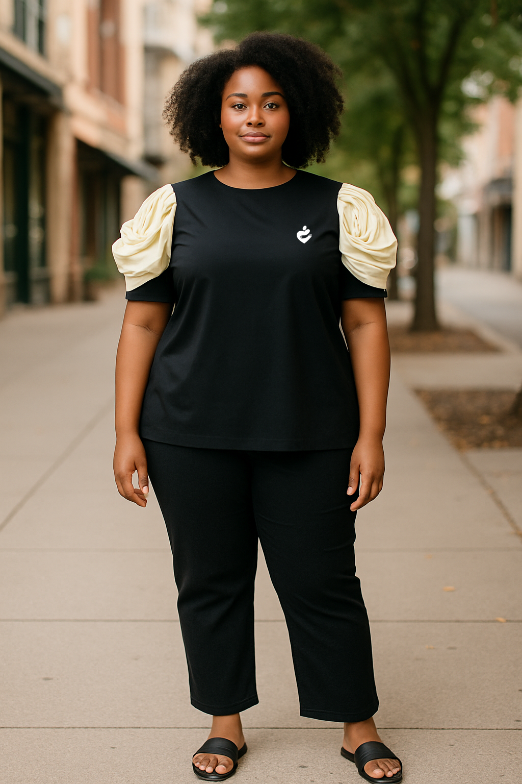 Black top White Sleeves