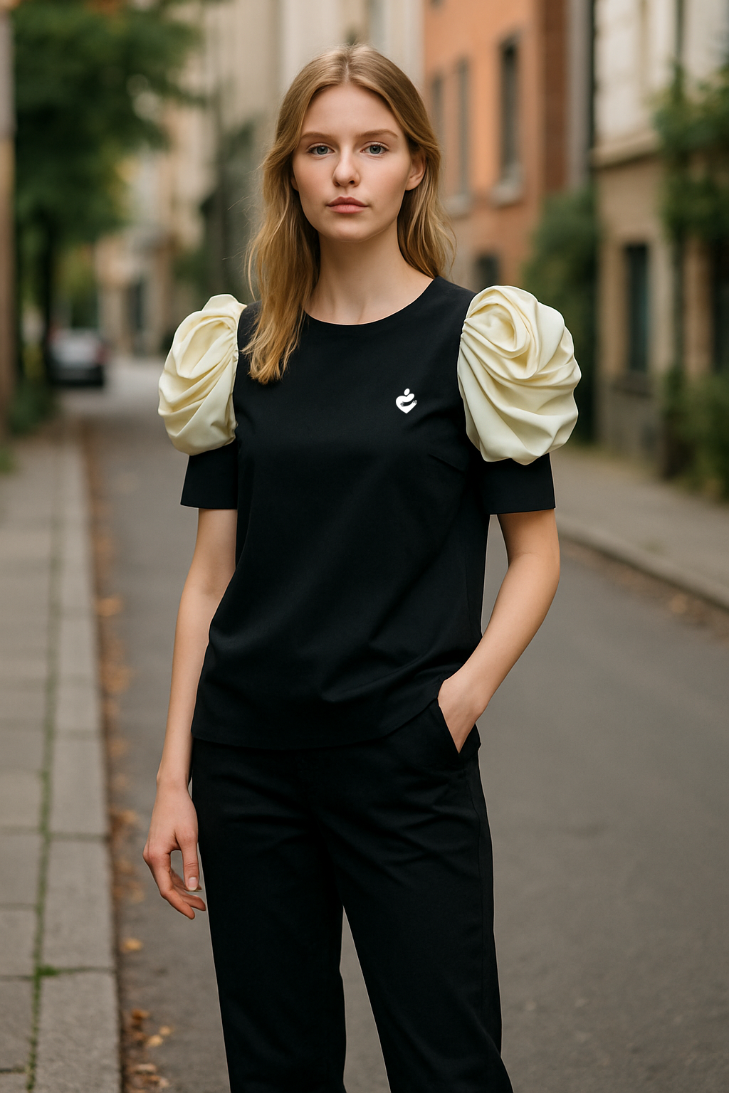 Black top White Sleeves